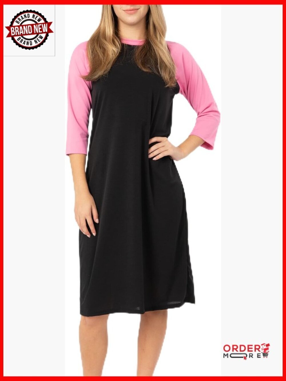 UPF 50+ Modest Swim Dress, 3/4 Sleeve Performance Active Bathing Suit Coverup